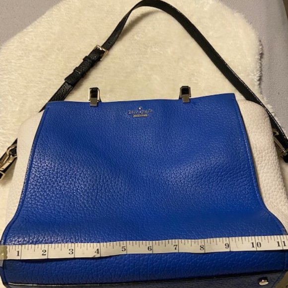 Kate Spade Blue And White Pebbled Leather Crossbody Purse With Handles - Picture 3 of 12